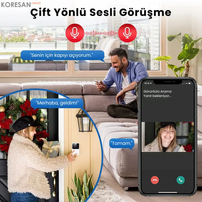 Tuya WiFi Akıllı Görüntülü Kapı Zili – Gece Görüşlü, Kablosuz, Siyah