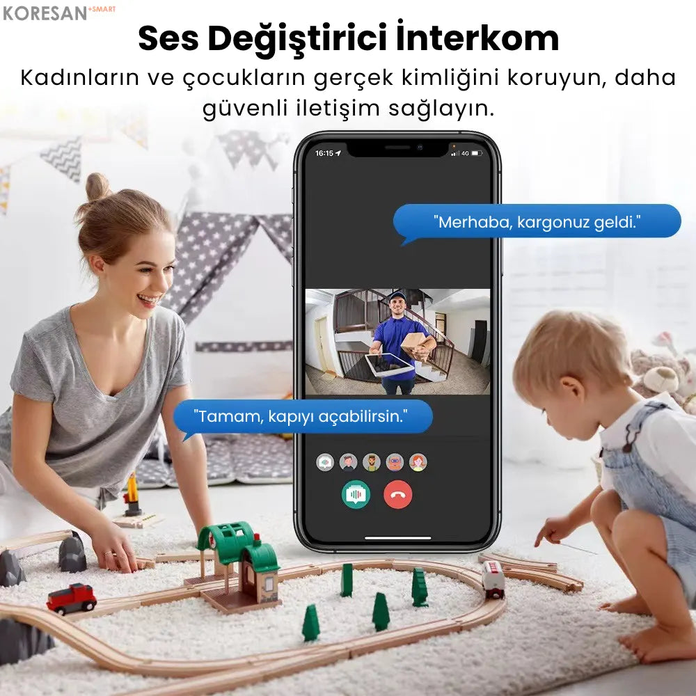 Tuya WiFi Akıllı Görüntülü Kapı Zili – Gece Görüşlü, Kablosuz, Siyah