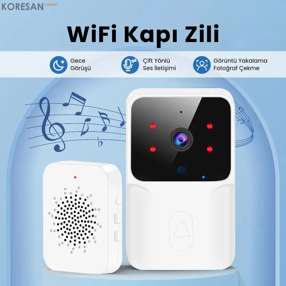 Tuya WiFi Akıllı Görüntülü Kapı Zili – Gece Görüşlü, Kablosuz, Siyah