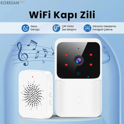 Tuya WiFi Akıllı Görüntülü Kapı Zili – Gece Görüşlü, Kablosuz, Siyah