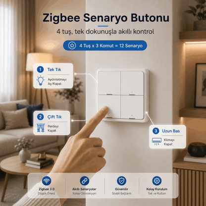 Dörtlü Senaryo Düğmesi - Zigbee