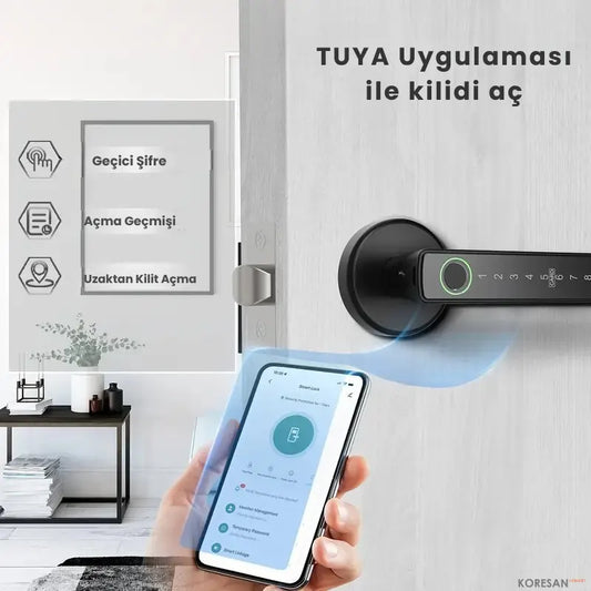 Tuya Uygulamalı, Parmak izli ve Şifreli Ofis ve Ahşap Kapılar için Akıllı Kapı Kilidi
