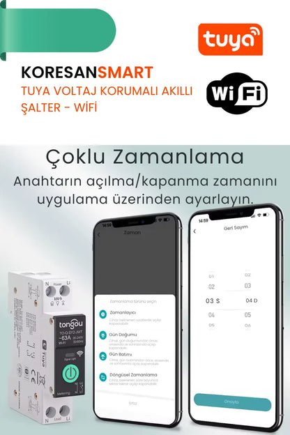 Tuya Voltaj Korumalı 63A Akıllı Şalter Sigorta- Wifi