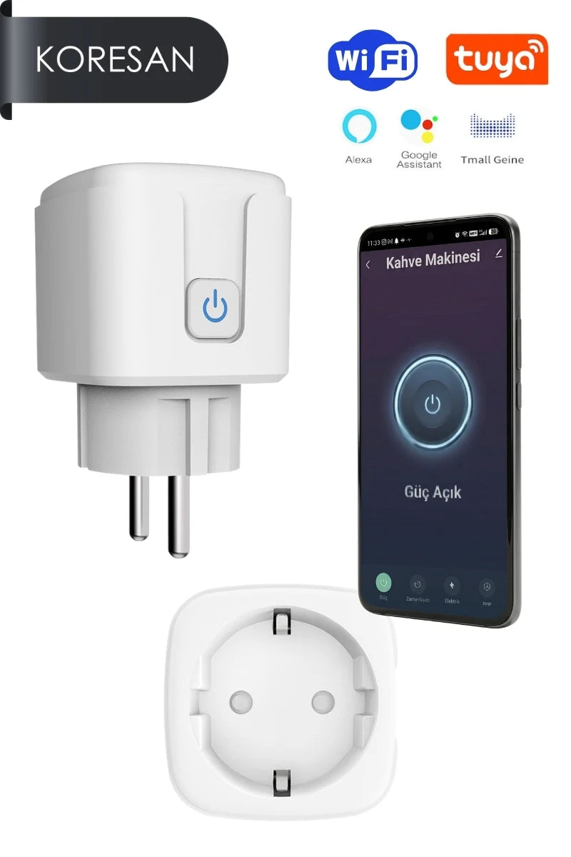 Tuya Akıllı Priz Wifi – 16A Uzaktan Kontrol
