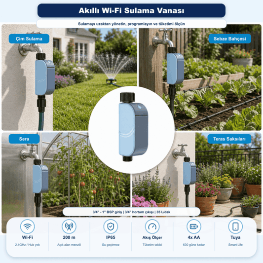 Akıllı Sulama Vanası, Akış Ölçerli - WiFi