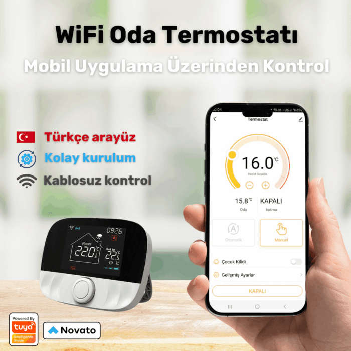 Yerden Isıtma ve Kombi Termostatı - WiFi, Kablosuz
